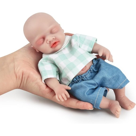 7 Inch Small Realistic Stress Relief Miniature Full Body Silicone Baby Dolls - Picture 1 of 5
